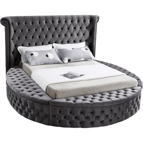 Meridian Furniture Luxus Grey Velvet Full Bed (3 Boxes)Meridian Furniture - Full Bed (3 Boxes) - Minimal And Modern - 1