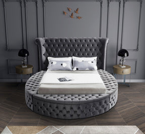 Meridian Furniture Luxus Grey Velvet King Bed (3 Boxes)