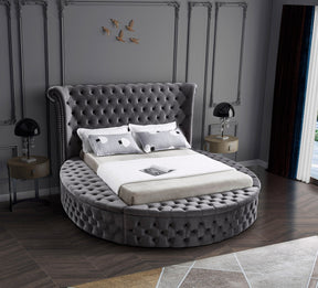 Meridian Furniture Luxus Grey Velvet Queen Bed (3 Boxes)