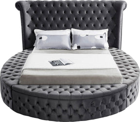 Meridian Furniture Luxus Grey Velvet Queen Bed (3 Boxes)