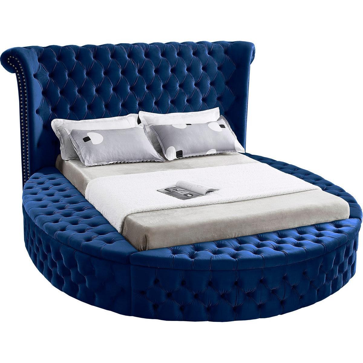 Meridian Furniture Luxus Navy Velvet Full Bed (3 Boxes)Meridian Furniture - Full Bed (3 Boxes) - Minimal And Modern - 1