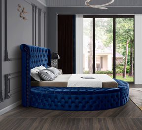 Meridian Furniture Luxus Navy Velvet Full Bed (3 Boxes)