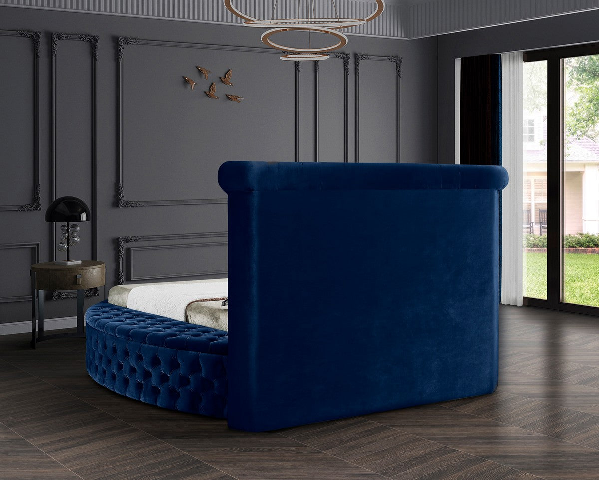 Meridian Furniture Luxus Navy Velvet King Bed (3 Boxes)