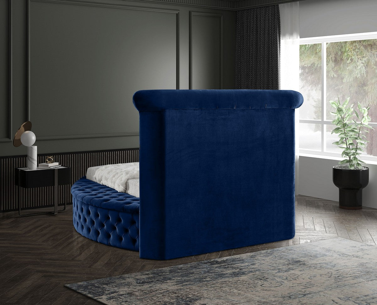 Meridian Furniture Luxus Navy Velvet Twin Bed (3 Boxes)