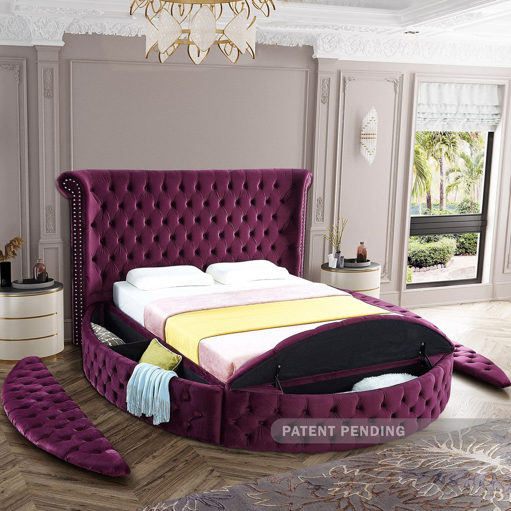 Meridian Furniture Luxus Purple Velvet Full Bed