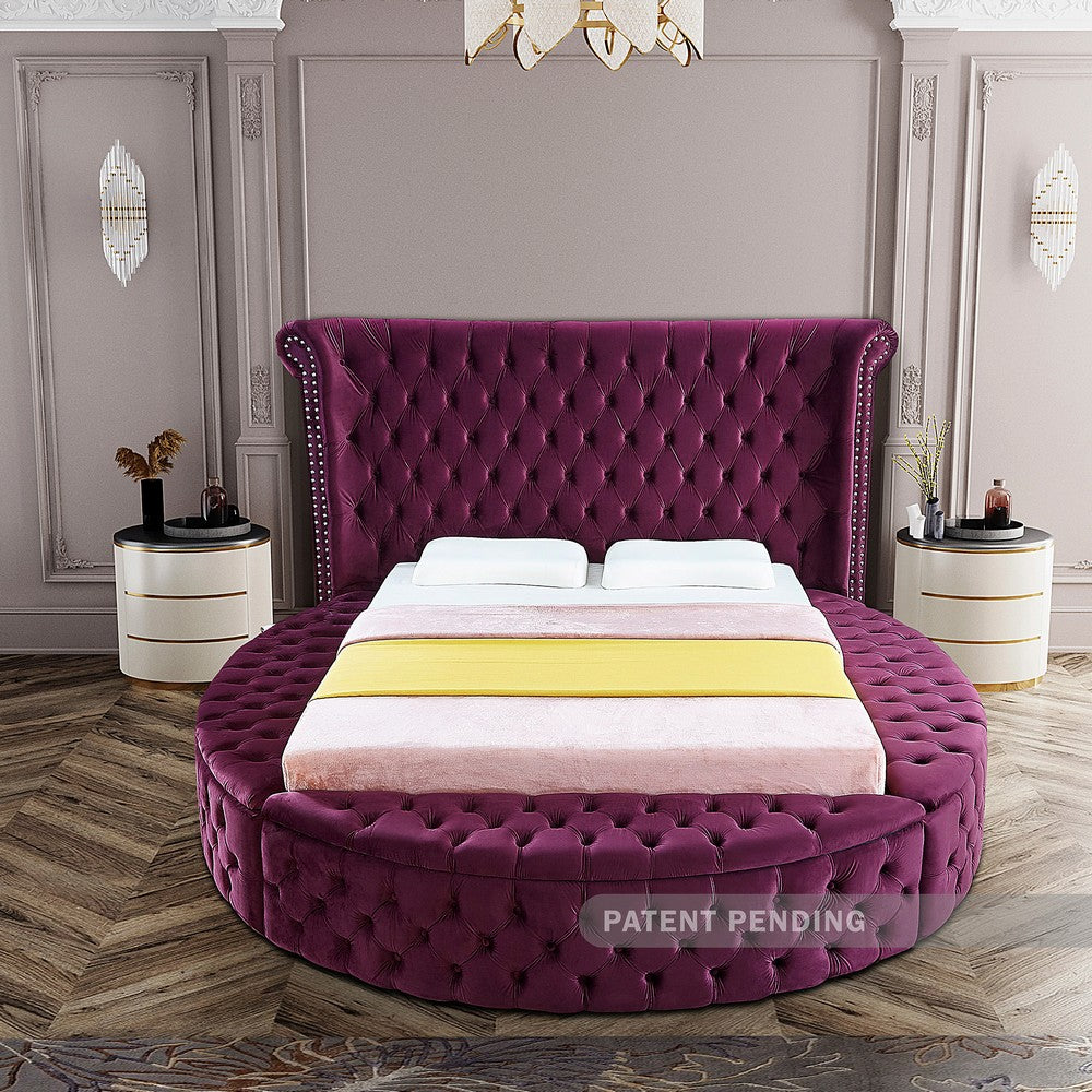 Meridian Furniture Luxus Purple Velvet King Bed