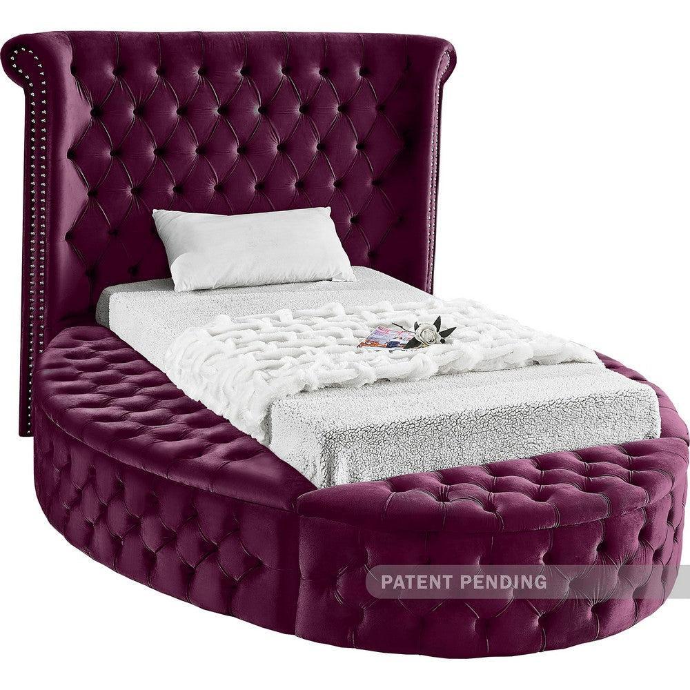 Meridian Furniture Luxus Purple Velvet Twin BedMeridian Furniture - Twin Bed - Minimal And Modern - 1