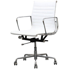 Manhattan Comfort Ellwood Mid-Back Adjustable Office Chair in White- Set of 2-Minimal & Modern
