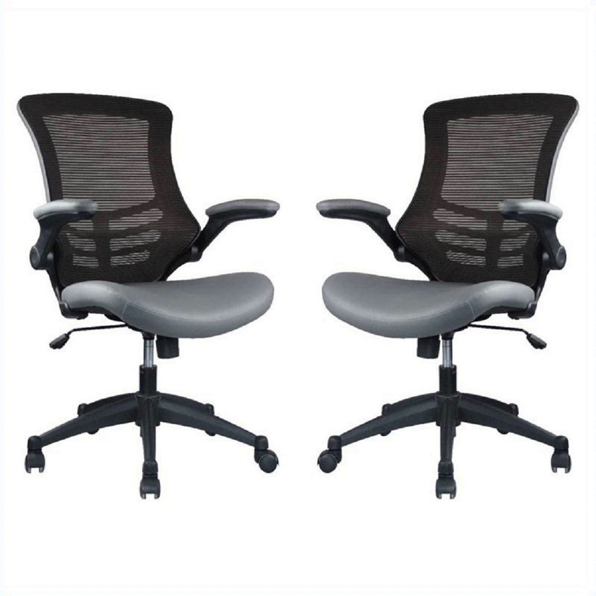 Manhattan Comfort Intrepid High-back Office Chair in Coffee and Grey - Set of 2-Minimal & Modern