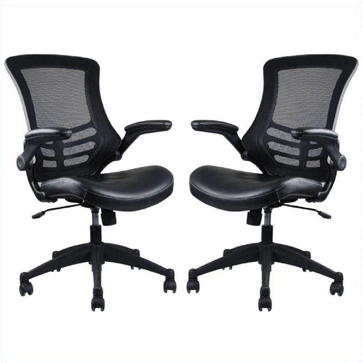 Manhattan Comfort Intrepid High-back Office Chair in Black - Set of 2-Minimal & Modern