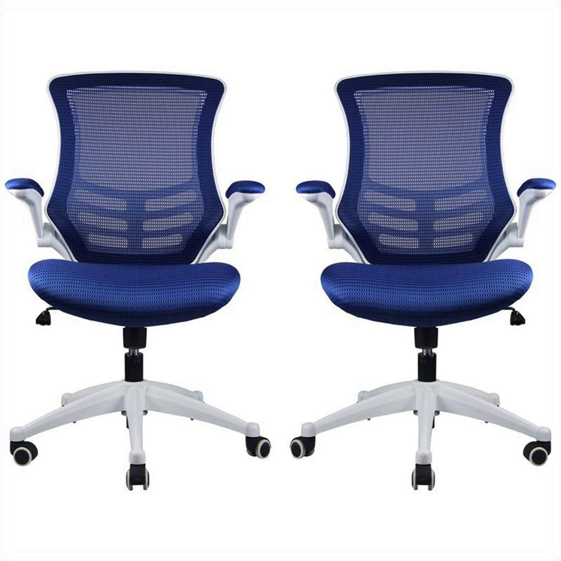Manhattan Comfort Lenox Mesh Adjustable Office Chair in Royal Blue - Set of 2-Minimal & Modern