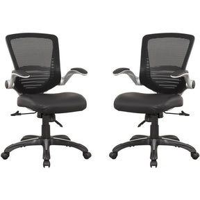 Manhattan Comfort Ergonomic Walden Office Chair in Black Pu Leather - Set of 2Manhattan Comfort-Office Chair- - 1