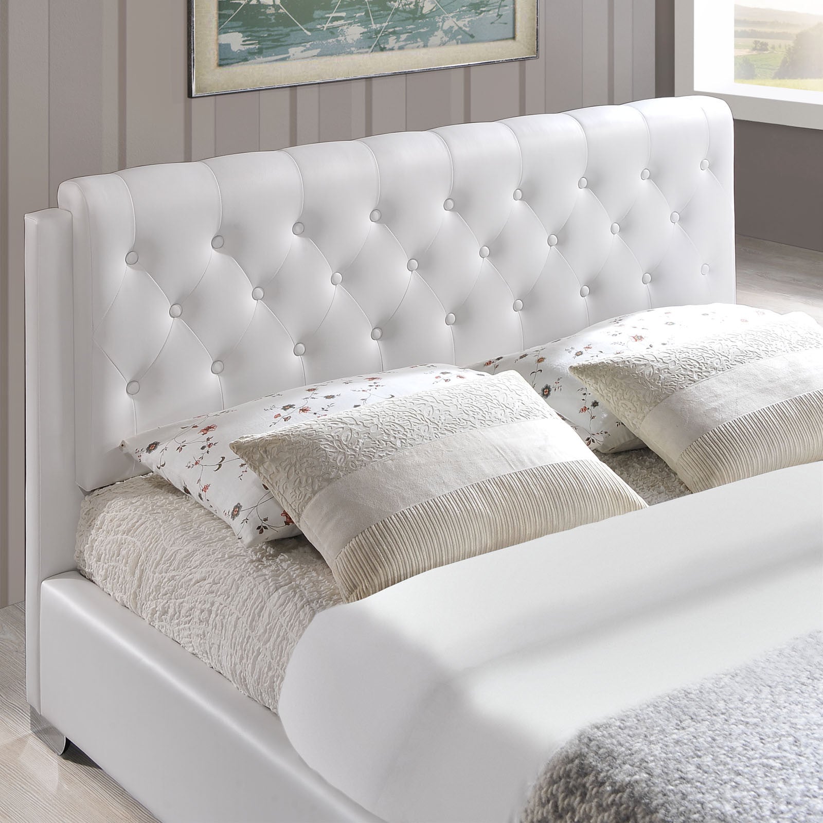 Modway Furniture Modern White Amelia Full Vinyl Bed Frame MOD-5188-WHI-SET-Minimal & Modern