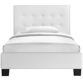 Modway Furniture Modern White Caitlin Twin Vinyl Bed Frame MOD-5192-WHI-SET-Minimal & Modern
