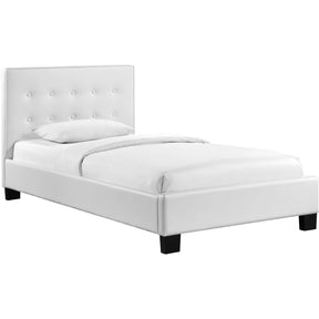 Modway Furniture Modern White Caitlin Twin Vinyl Bed Frame MOD-5192-WHI-SET-Minimal & Modern