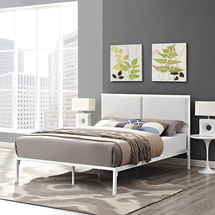 Modway Furniture Della Full Vinyl Bed In White White - MOD-5460-WHI-WHI-Minimal & Modern