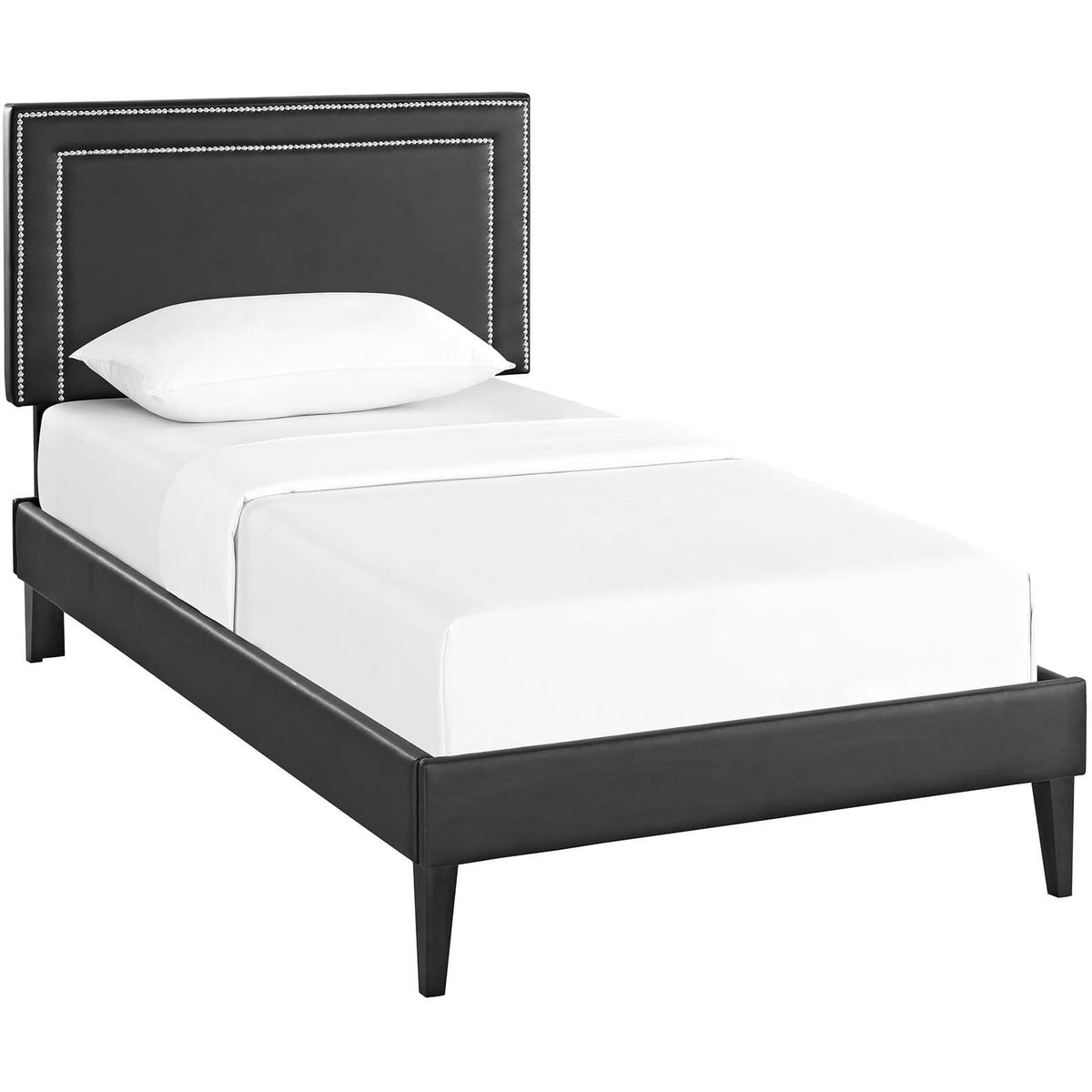 Modway Furniture Modern Jessamine Twin Vinyl Platform Bed with Squared Tapered Legs - MOD-5584-Minimal & Modern