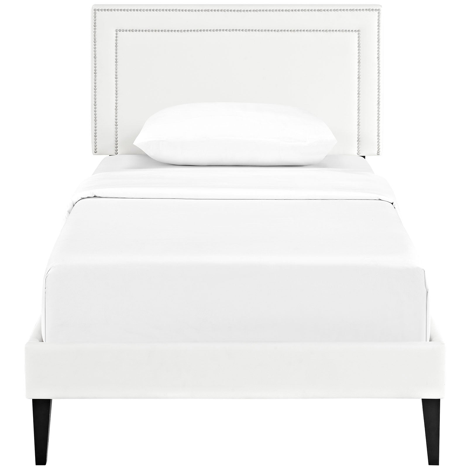 Modway Furniture Modern Jessamine Twin Vinyl Platform Bed with Squared Tapered Legs - MOD-5584-Minimal & Modern