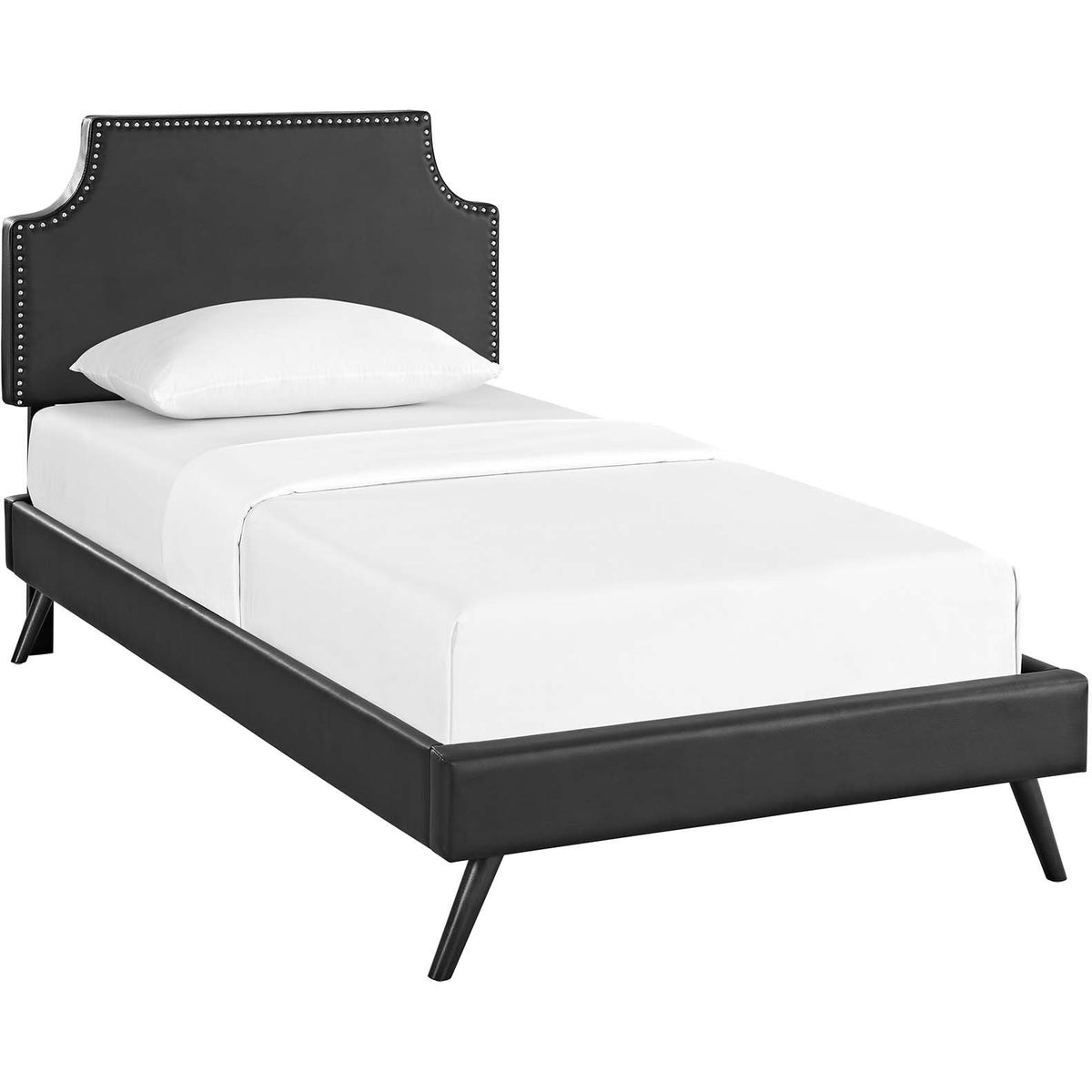 Modway Furniture Modern Laura Twin Vinyl Platform Bed with Round Splayed Legs - MOD-5608-Minimal & Modern