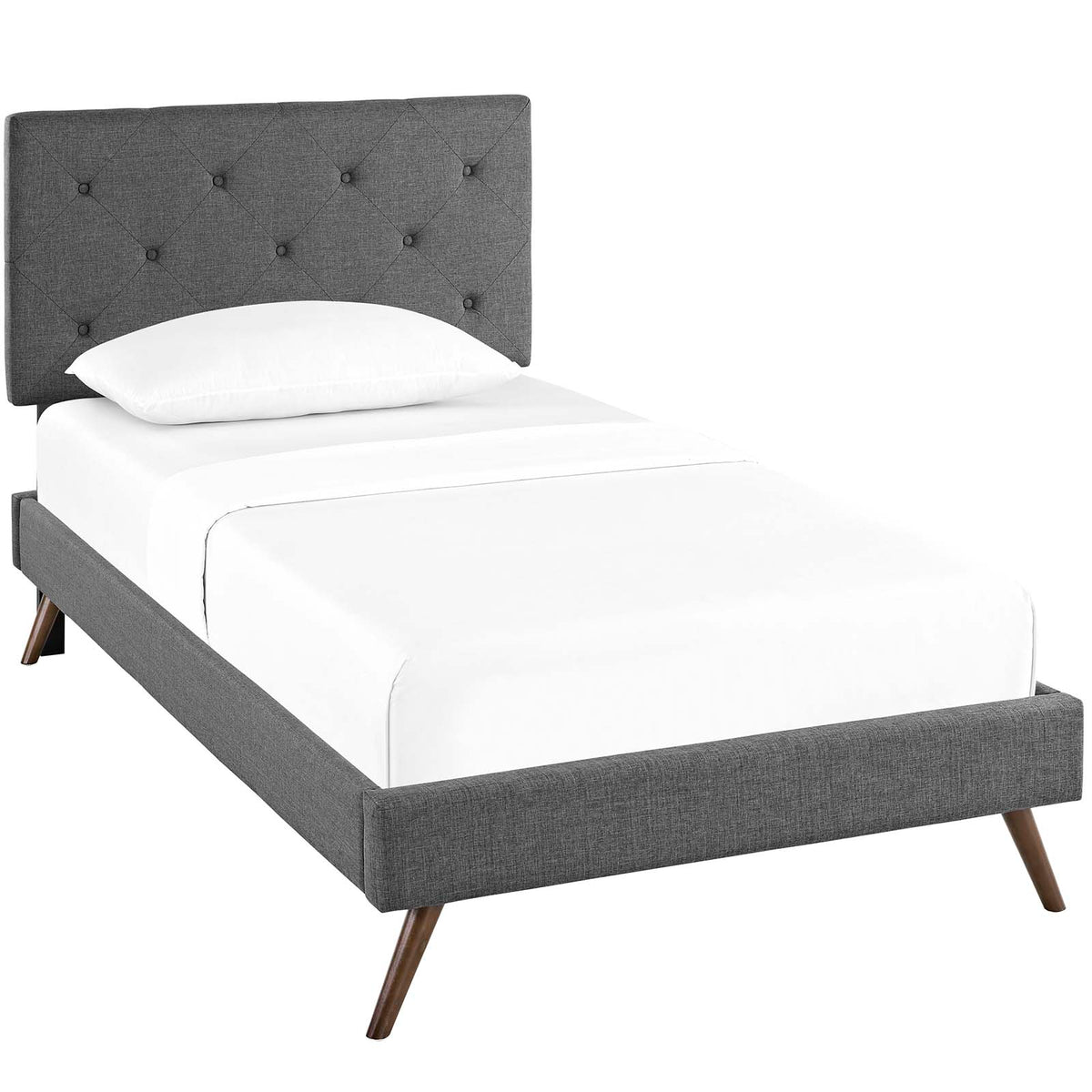 Modway Furniture Modern Terisa Twin Fabric Platform Bed with Round Splayed Legs - MOD-5610-Minimal & Modern