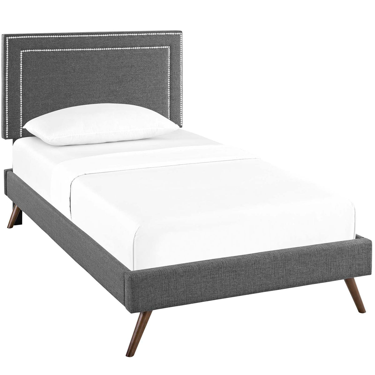 Modway Furniture Modern Jessamine Twin Fabric Platform Bed with Round Splayed Legs - MOD-5611-Minimal & Modern