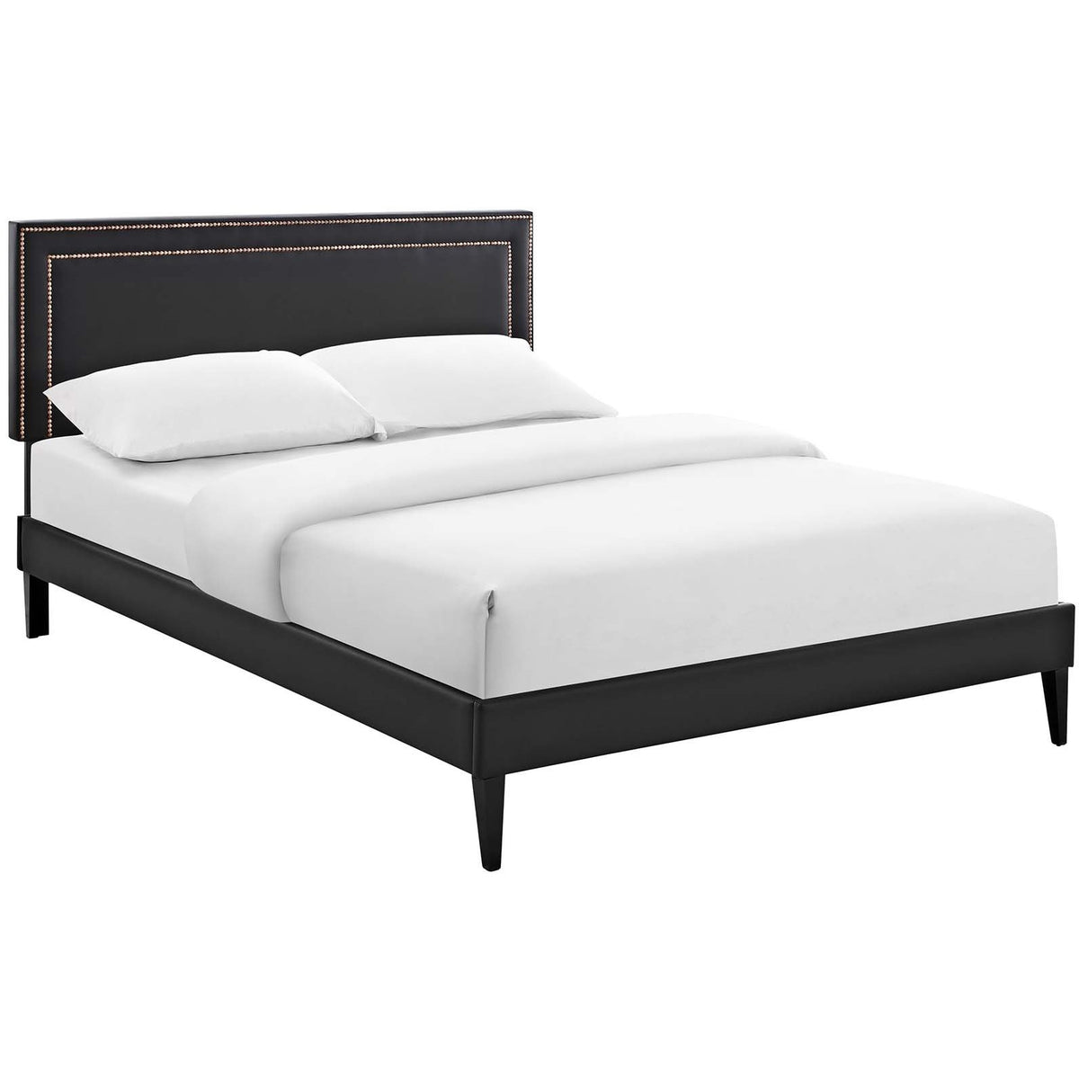 Modway Furniture Modern Jessamine Queen Vinyl Platform Bed with Squared Tapered Legs - MOD-5619-Minimal & Modern