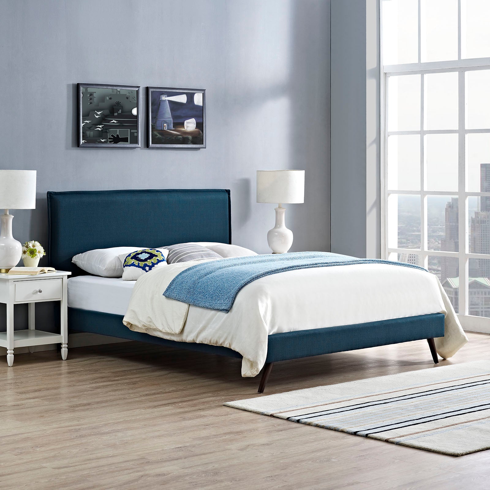 Modway Furniture Modern Camille King Fabric Platform Bed with Round Splayed Legs - MOD-5636-Minimal & Modern