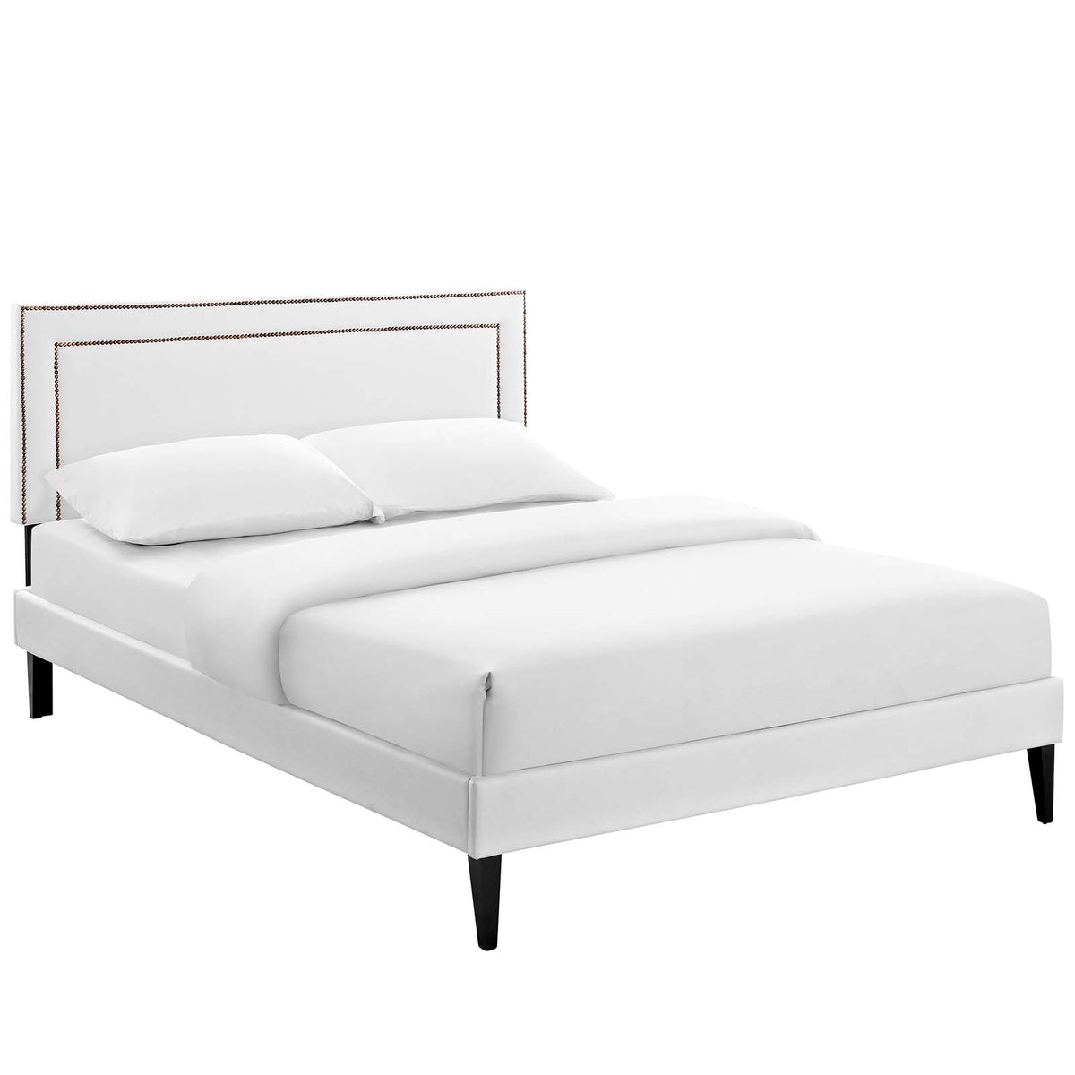 Modway Furniture Modern Jessamine Full Vinyl Platform Bed with Squared Tapered Legs - MOD-5641-Minimal & Modern