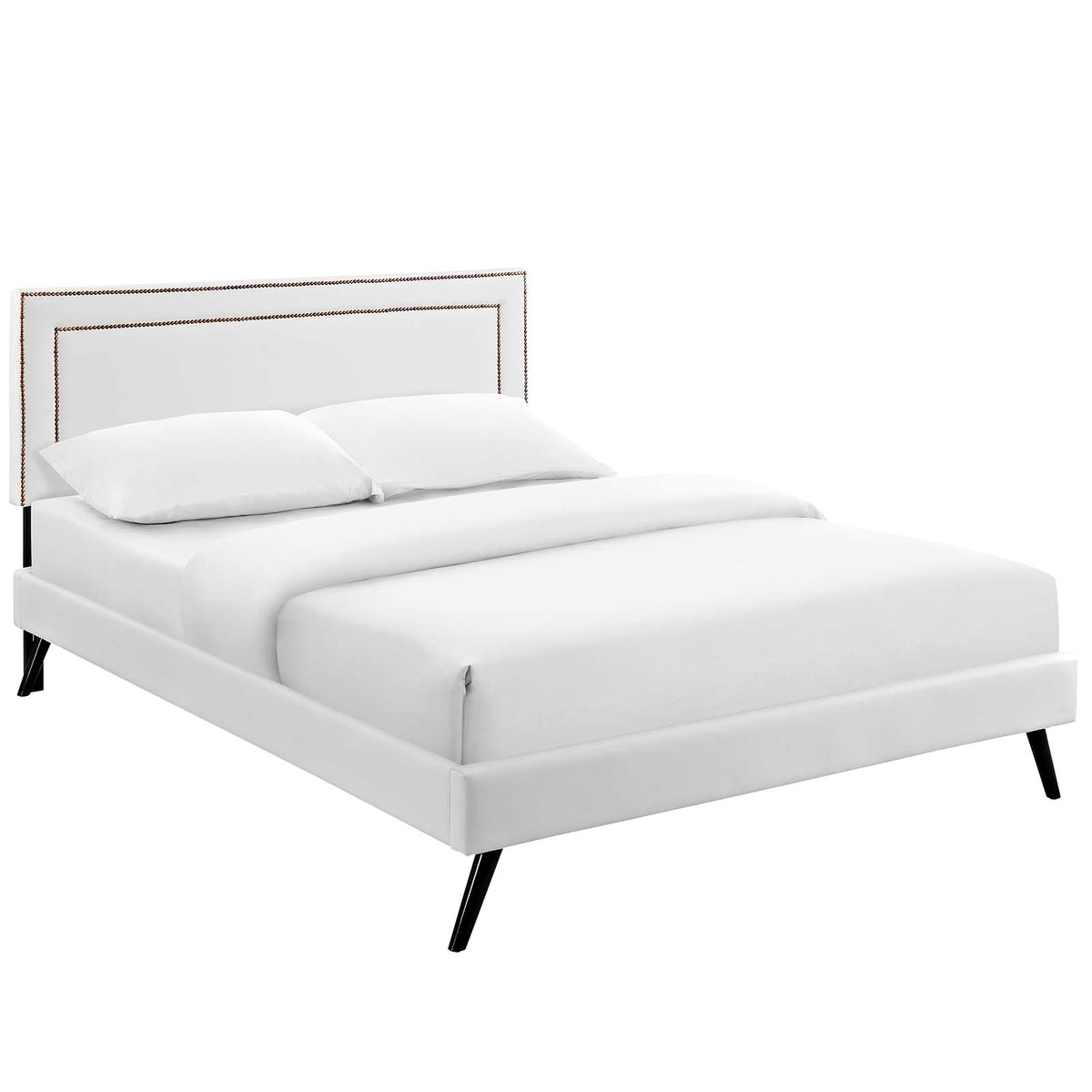Modway Furniture Modern Jessamine Queen Vinyl Platform Bed with Round Splayed Legs - MOD-5645-Minimal & Modern