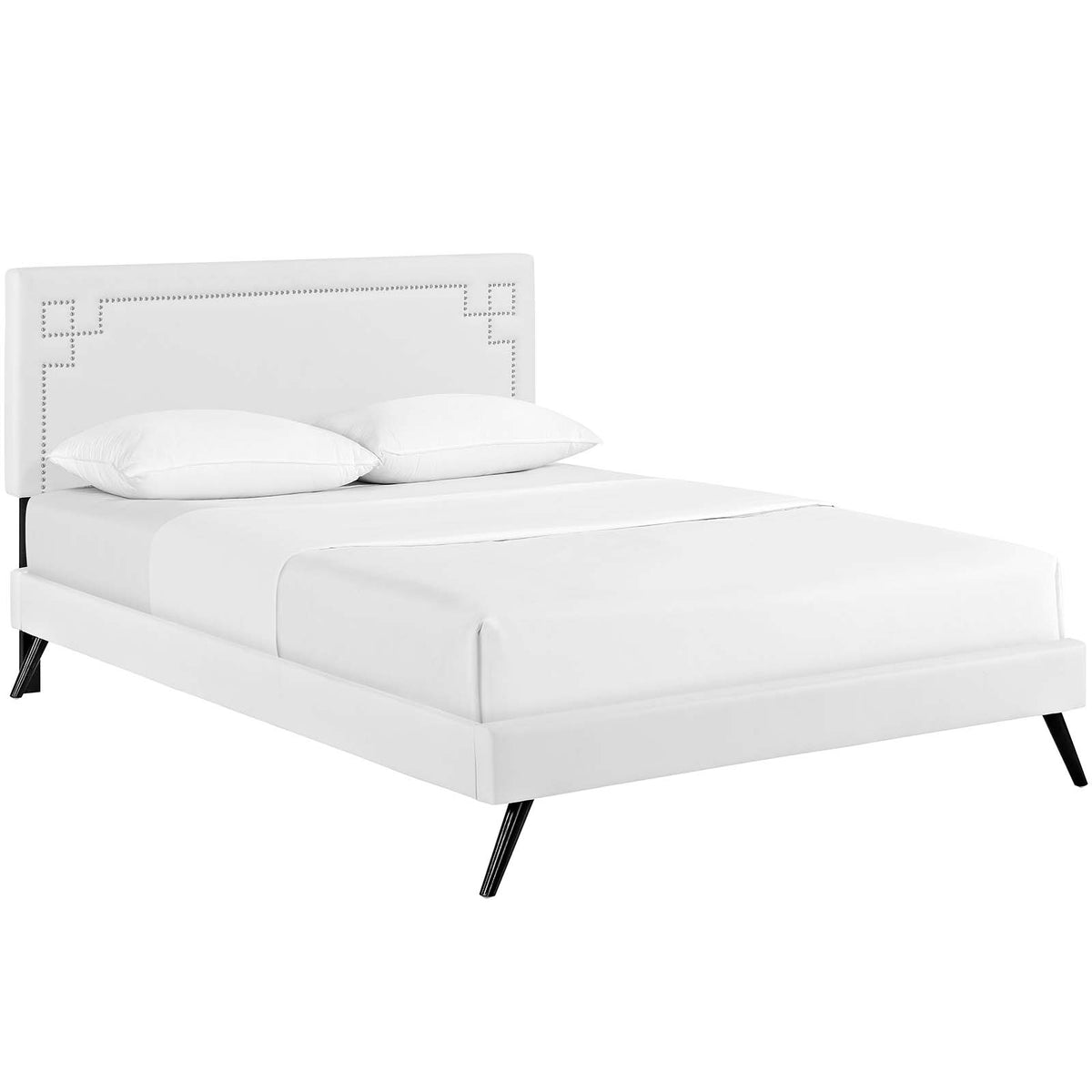Modway Furniture Modern Josie Full Vinyl Platform Bed with Round Splayed Legs - MOD-5655-Minimal & Modern