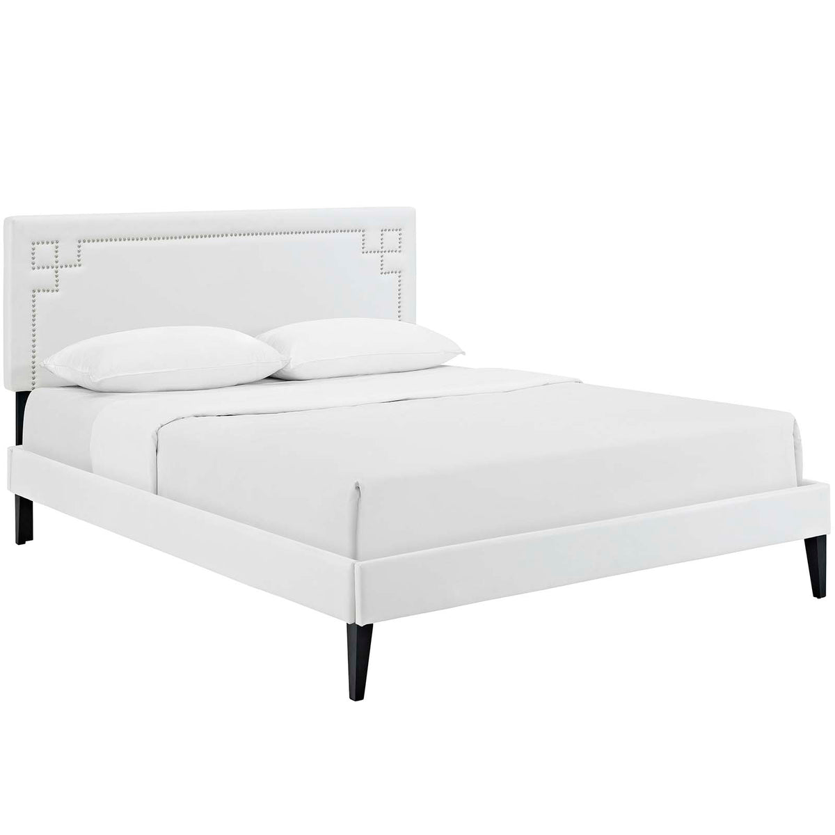 Modway Furniture Modern Josie Full Vinyl Platform Bed with Squared Tapered Legs - MOD-5657-Minimal & Modern