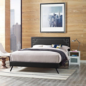 Modway Furniture Modern Josie King Vinyl Platform Bed with Round Splayed Legs - MOD-5667-Minimal & Modern