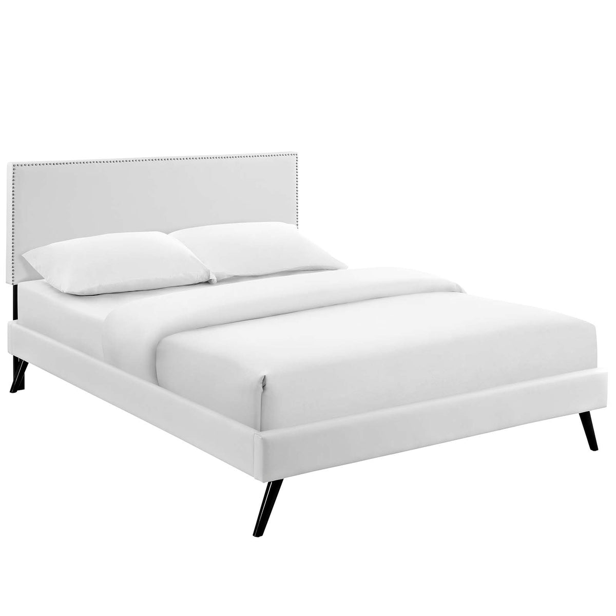 Modway Furniture Modern Phoebe Full Vinyl Platform Bed with Round Splayed Legs - MOD-5689-Minimal & Modern