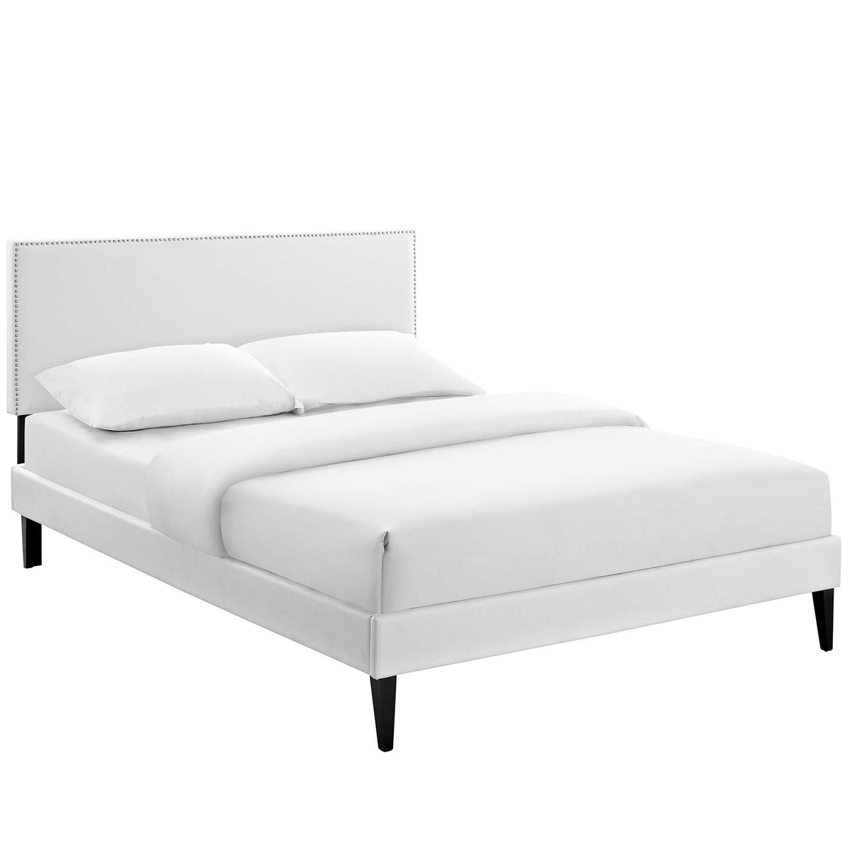 Modway Furniture Modern Phoebe Full Vinyl Platform Bed with Squared Tapered Legs - MOD-5691-Minimal & Modern