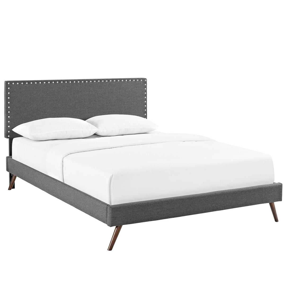 Modway Furniture Modern Phoebe Queen Fabric Platform Bed with Round Splayed Legs - MOD-5696-Minimal & Modern