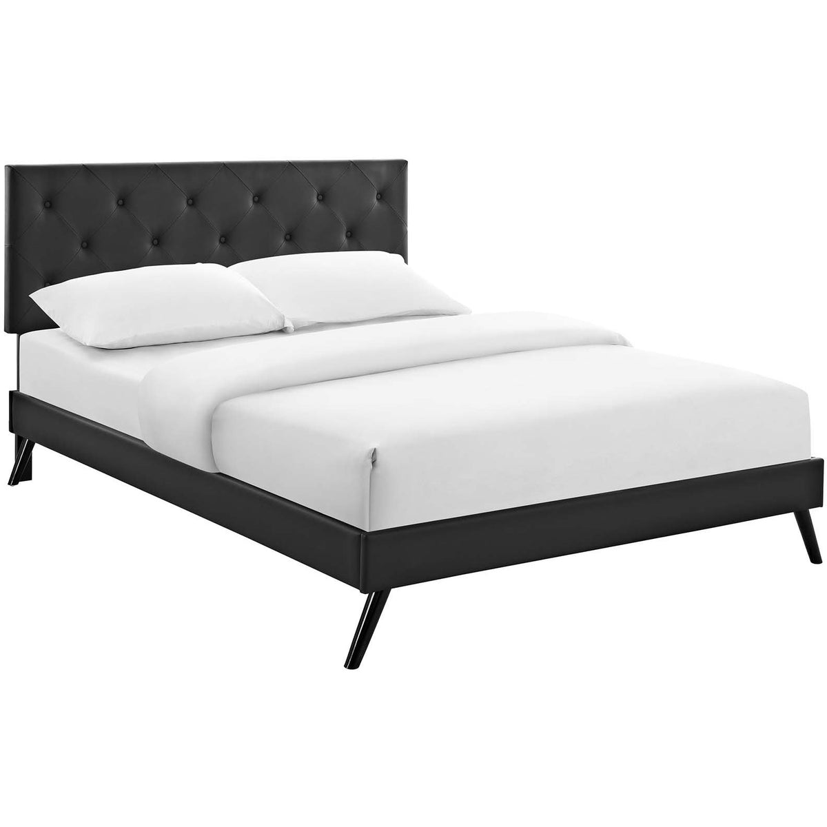Modway Furniture Modern Terisa King Vinyl Platform Bed with Round Splayed Legs - MOD-5715-Minimal & Modern