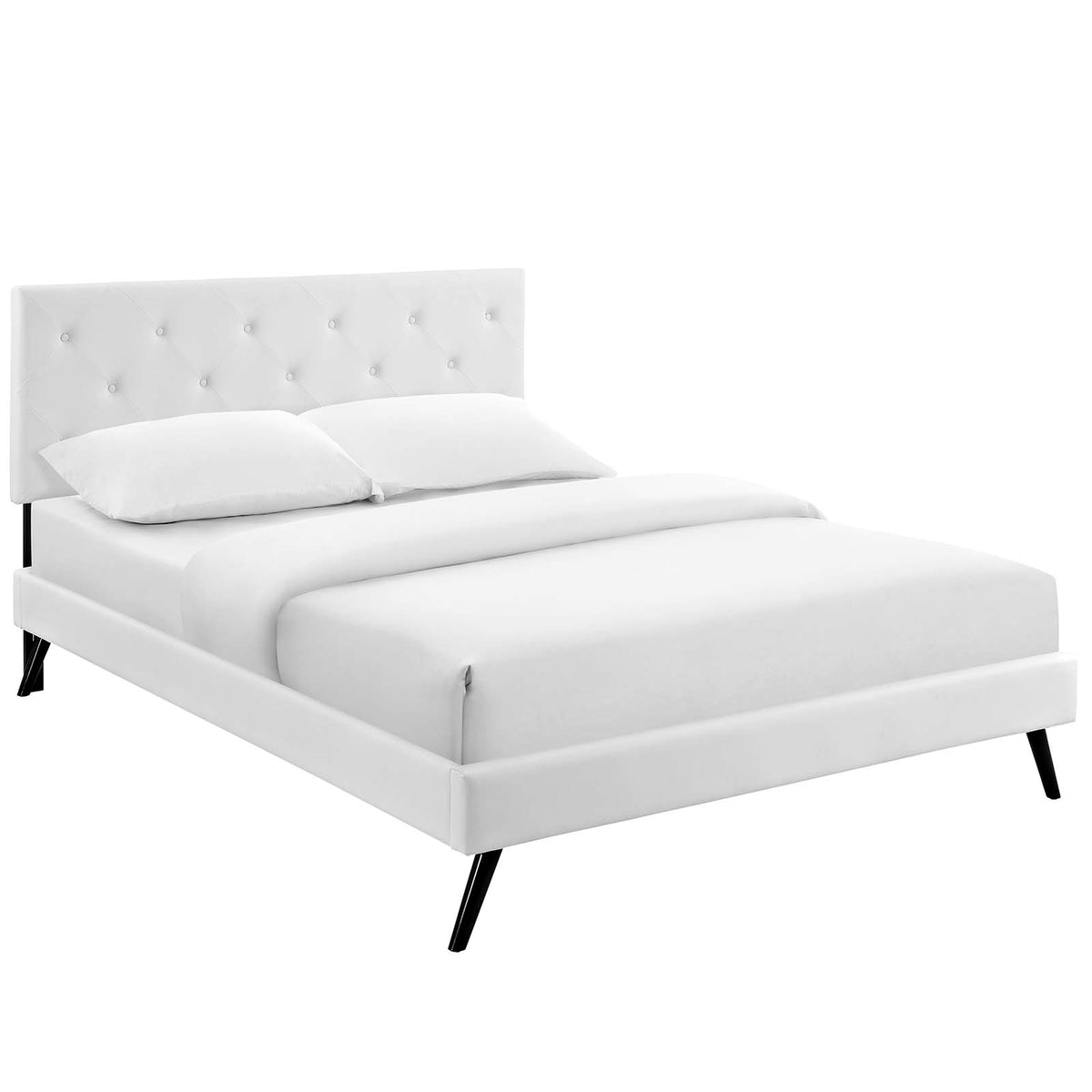 Modway Furniture Modern Terisa King Vinyl Platform Bed with Round Splayed Legs - MOD-5715-Minimal & Modern