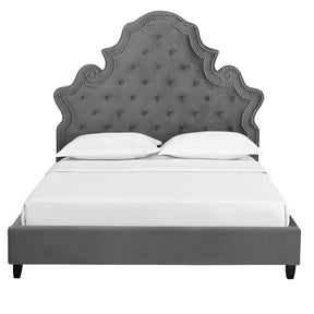 Modway Furniture Modern Valentina Queen Tufted Nailhead Performance Velvet Platform Bed - MOD-5808