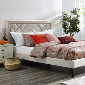 Modway Furniture Modern Reese Nailhead Full / Queen Upholstered Linen Fabric Headboard - MOD-5844