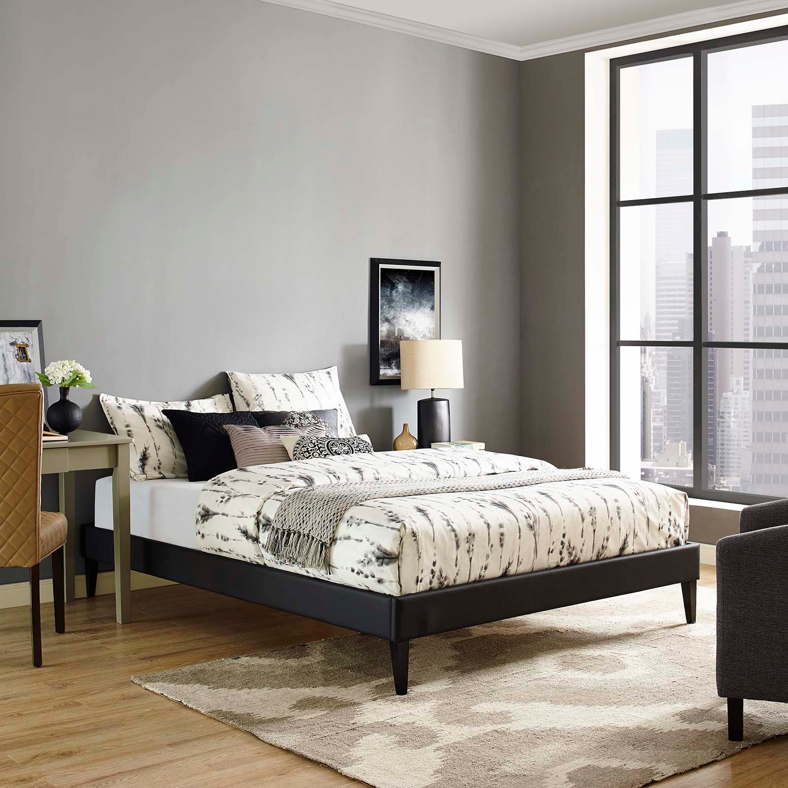 Modway Furniture Modern Tessie Queen Bed Frame with Squared Tapered Legs - MOD-5898-Minimal & Modern