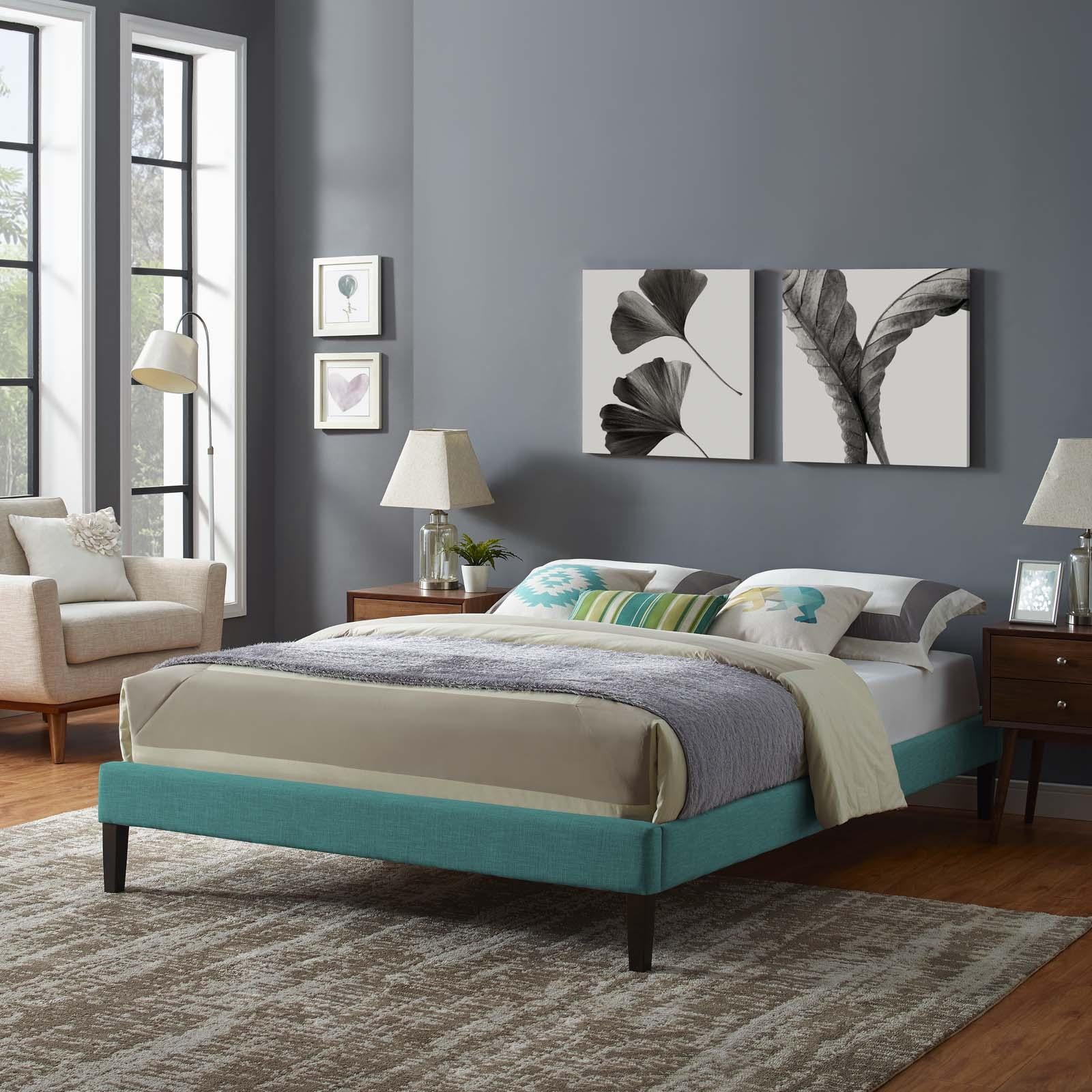 Modway Furniture Modern Tessie King Fabric Bed Frame with Squared Tapered Legs - MOD-5901