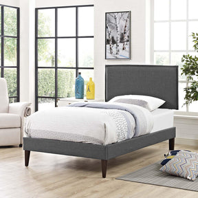 Modway Furniture Modern Amaris Twin Fabric Platform Bed with Squared Tapered Legs - MOD-5906