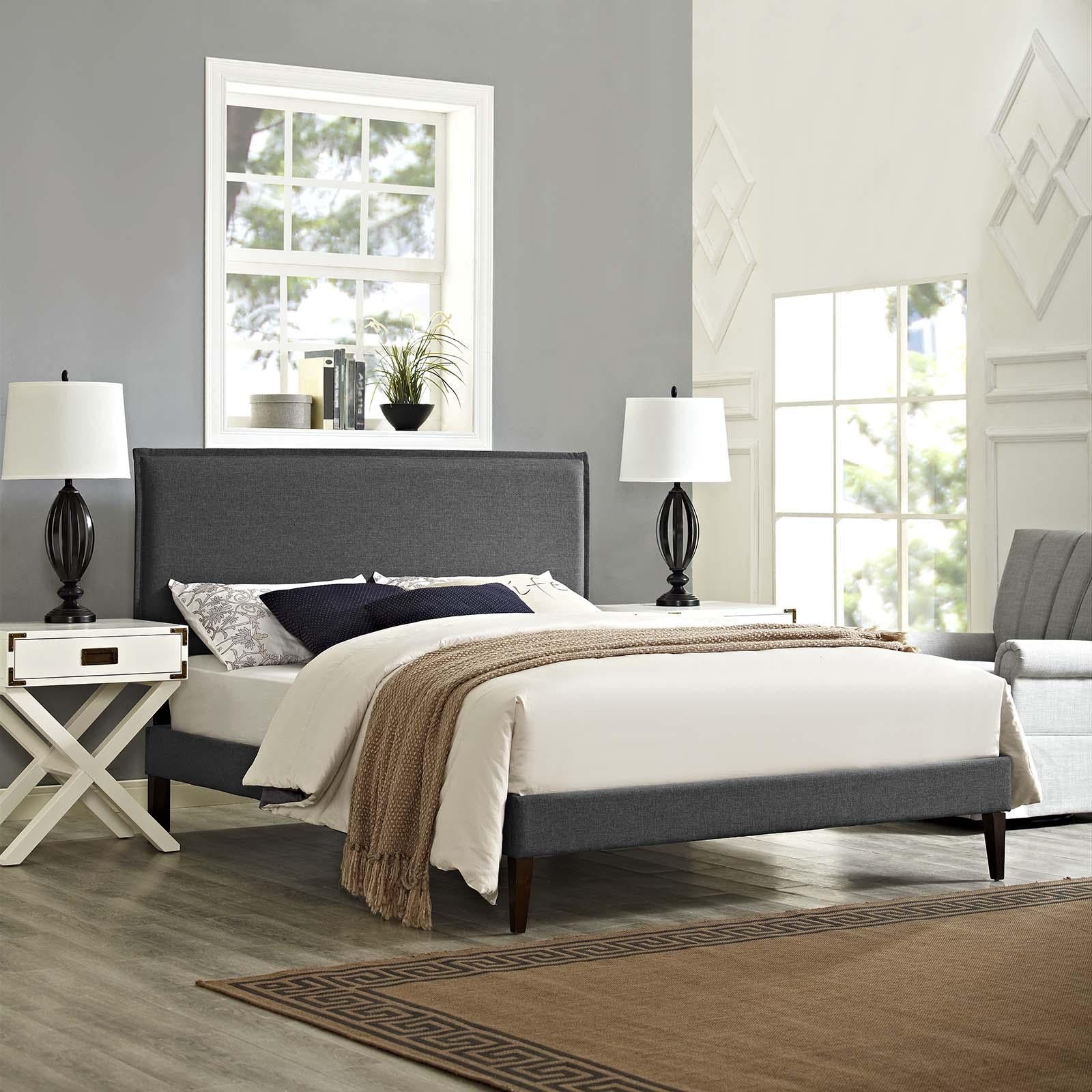 Modway Furniture Modern Amaris Full Fabric Platform Bed with Squared Tapered Legs - MOD-5907