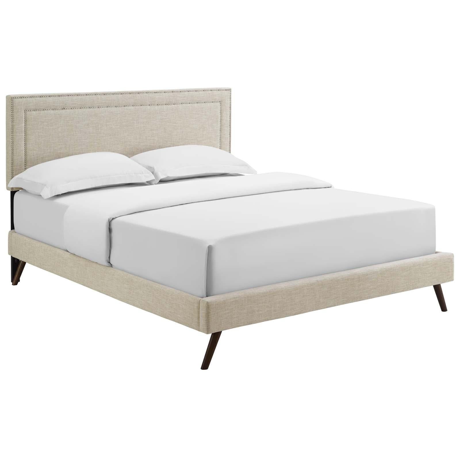 Modway Furniture Modern Virginia Queen Fabric Platform Bed with Round Splayed Legs - MOD-5915