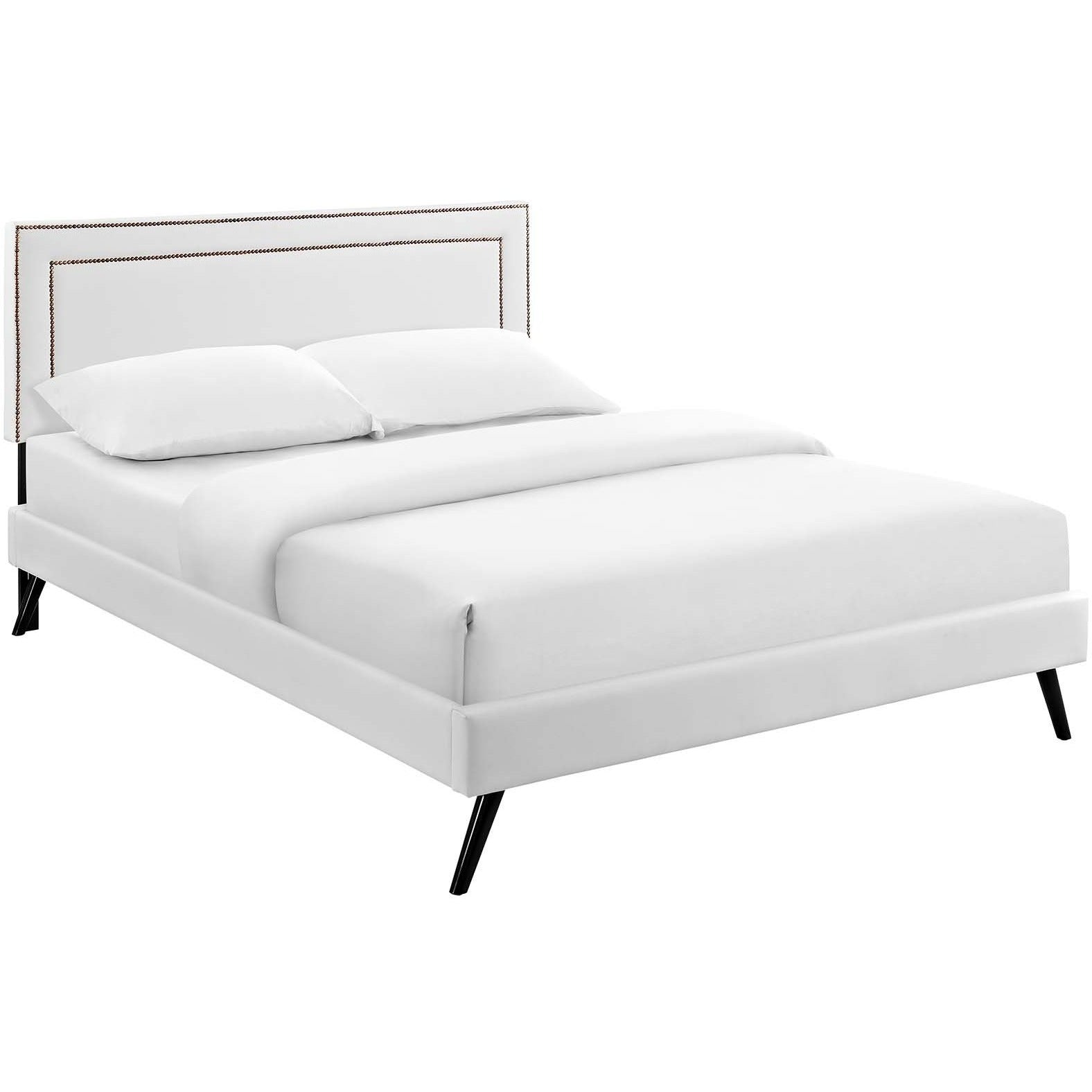 Modway Furniture Modern Virginia King Vinyl Platform Bed with Round Splayed Legs - MOD-5916-Minimal & Modern