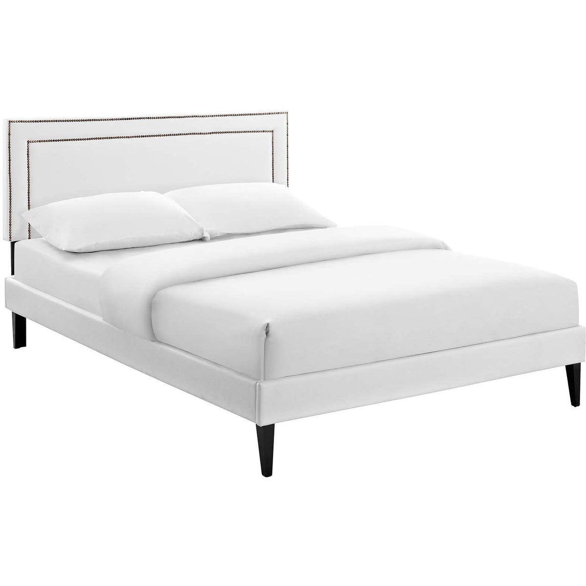 Modway Furniture Modern Virginia Queen Vinyl Platform Bed with Squared Tapered Legs - MOD-5922-Minimal & Modern