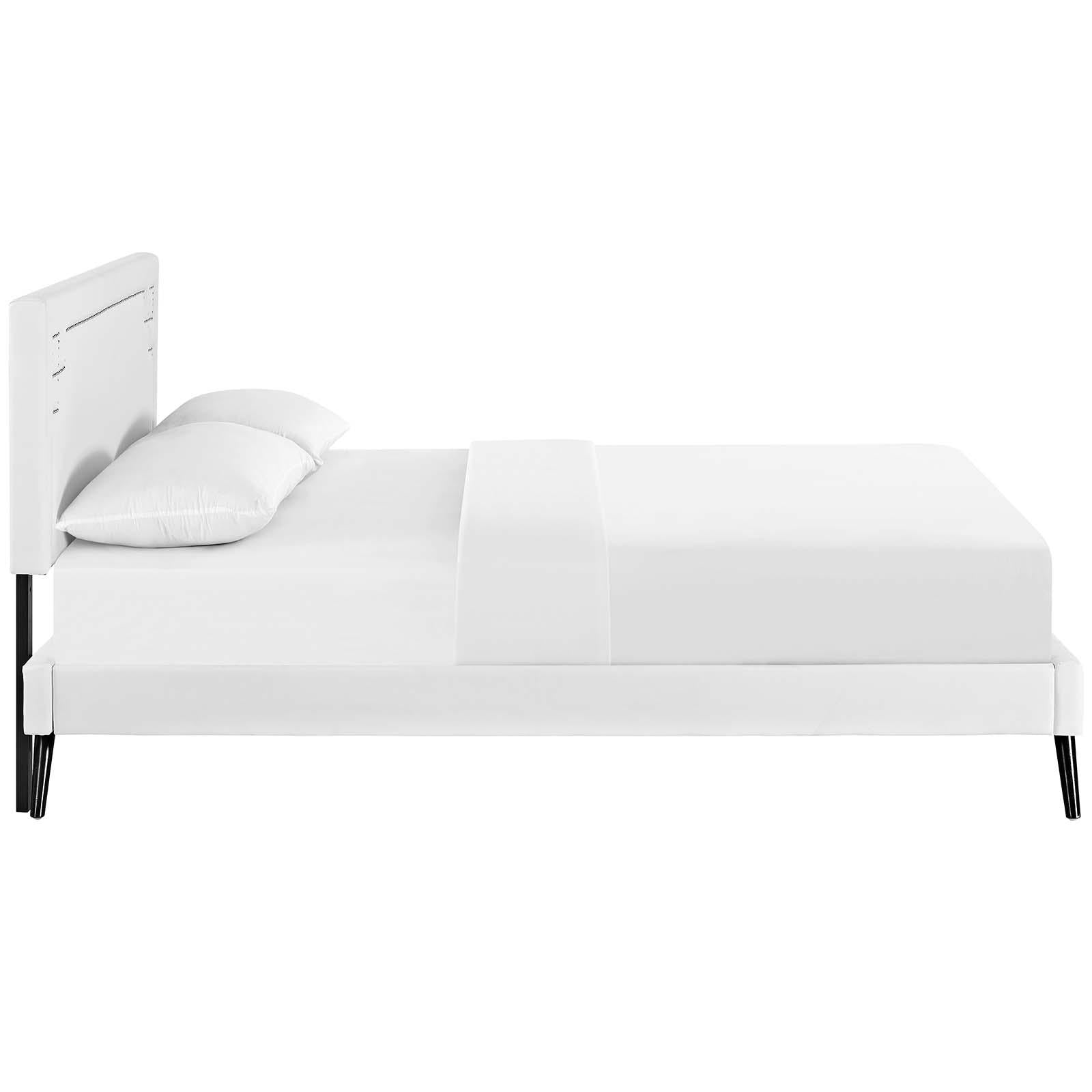 Modway Furniture Modern Ruthie Full Vinyl Platform Bed with Round Splayed Legs - MOD-5928