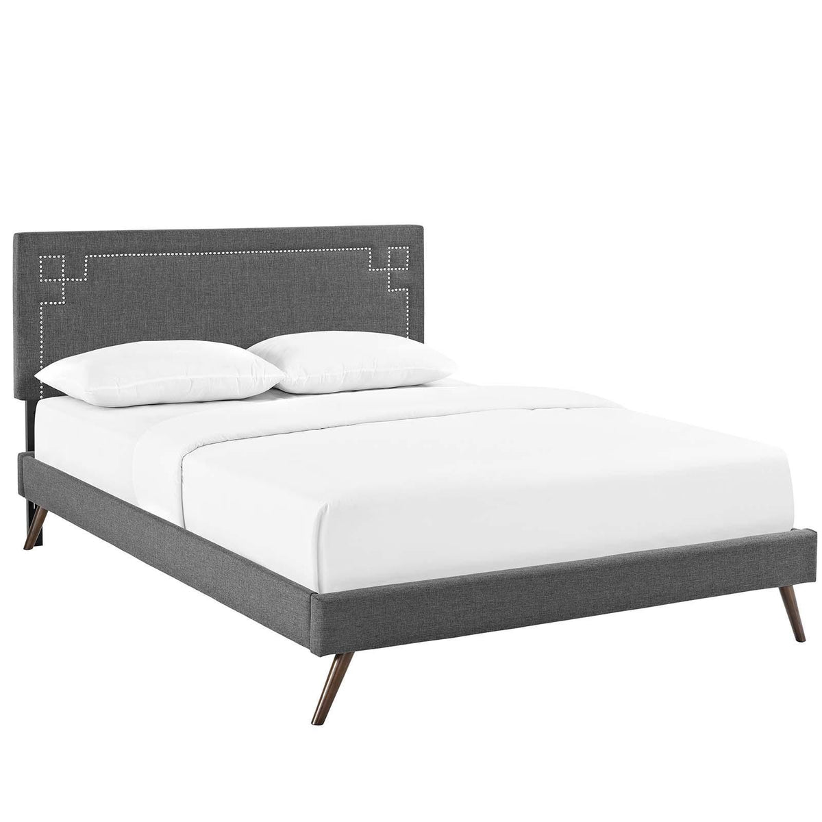 Modway Furniture Modern Ruthie Queen Fabric Platform Bed with Round Splayed Legs - MOD-5931