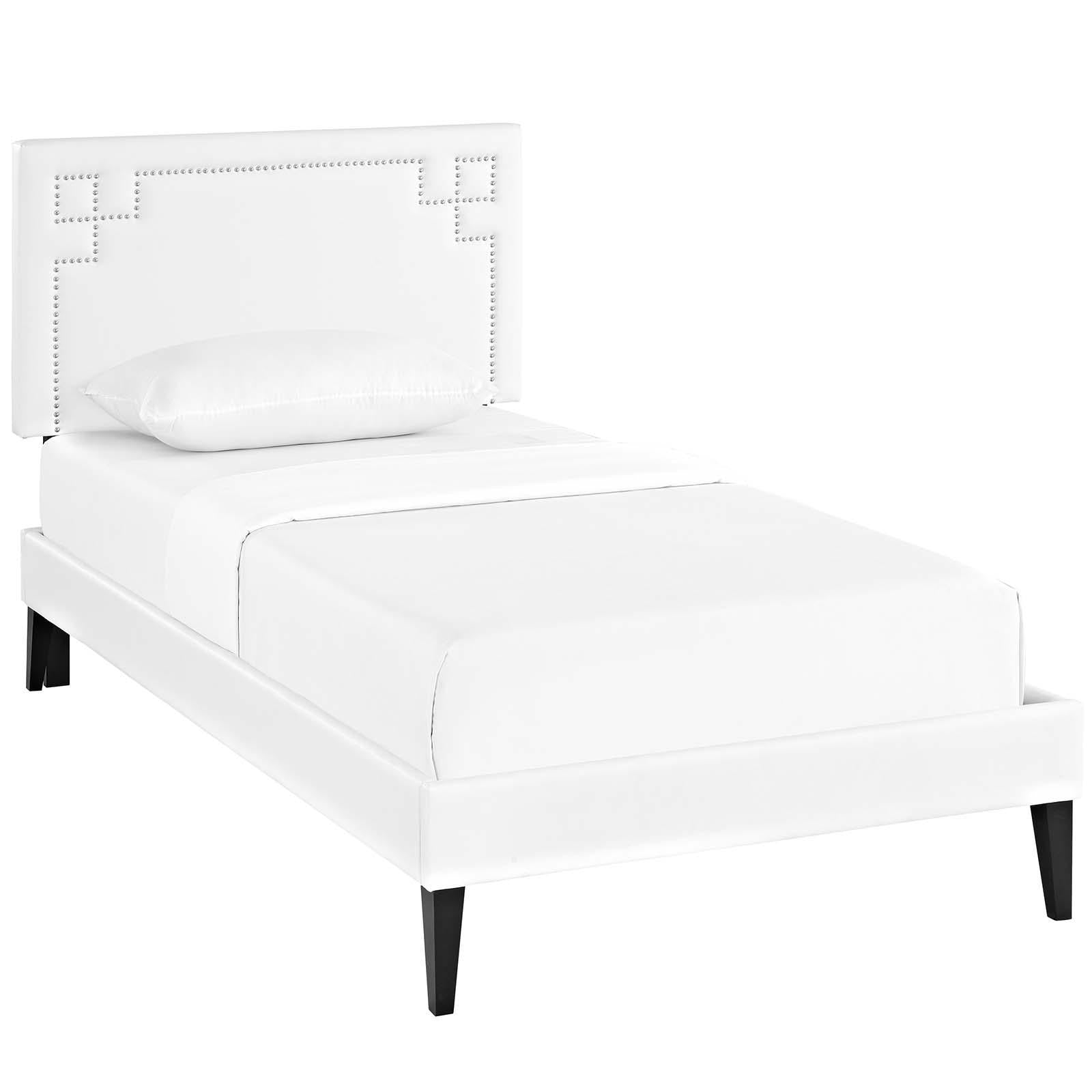 Modway Furniture Modern Ruthie Twin Vinyl Platform Bed with Squared Tapered Legs - MOD-5934
