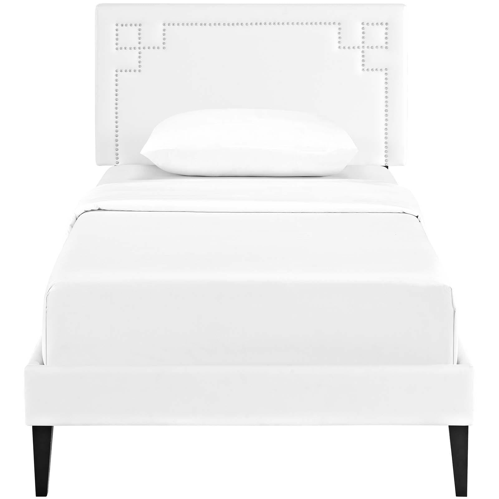 Modway Furniture Modern Ruthie Twin Vinyl Platform Bed with Squared Tapered Legs - MOD-5934
